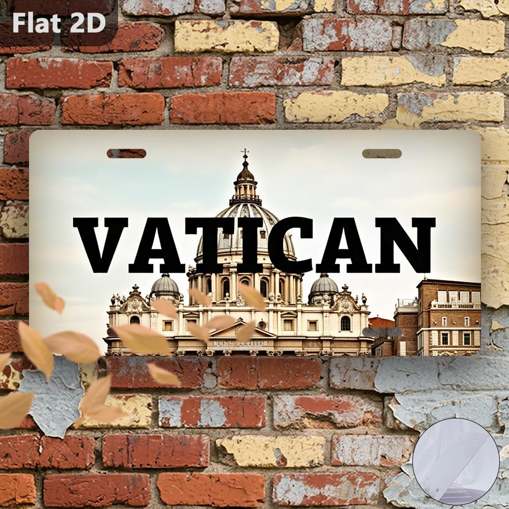 D Flatpc Vintage License Plate Wall ArtPeters Basilica Vatican Cityscape DesignVintage Indoor DecorSuitable for Home