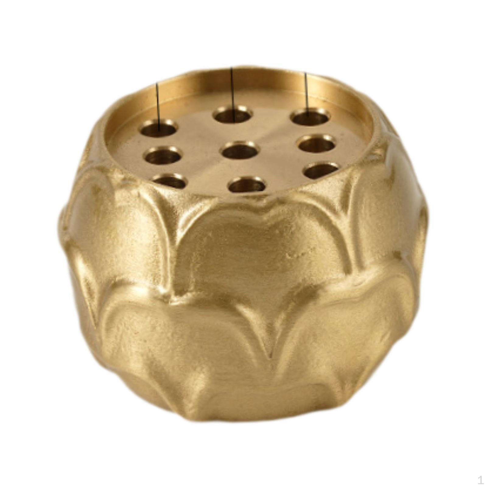 

Латунная подставка для благовоний Лотос Шалфей с 9 отверстиями для рабочего стола, офиса, гостиной Gold 3mm