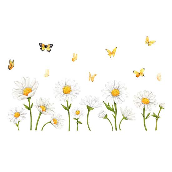 Spring Wildflowers Window Cling Garden Flowers Butterflies Window Decals Reusable Static Glass Sticker