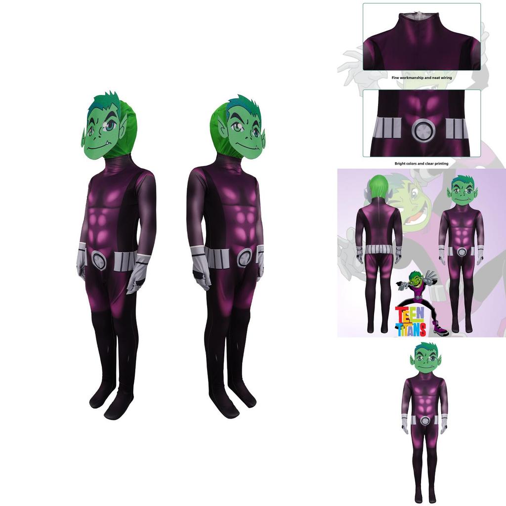 Teen Titans Cosplay Costume With Polyester Fabric For Stage Performances For Kids And Teens