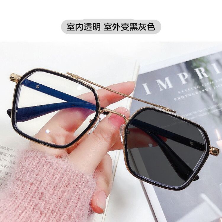 Color-Changing Lenses Scum Gray Glasses Men'S And Women'S Light-Sensitive Automatic Chen Weiting Same Glasses Frame With Myopia Sunglasses
