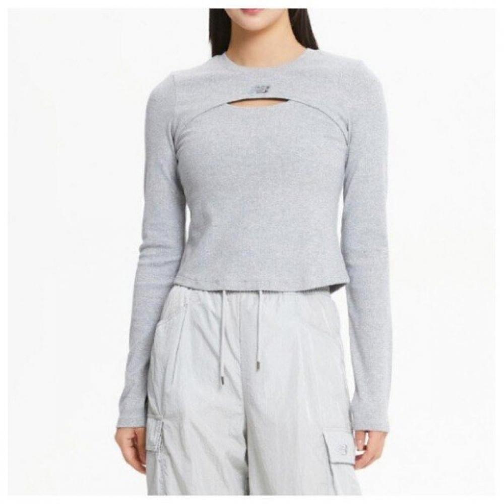 

New Balance Women S Light Rib Cutout Long Sleeve Tee Kqj Nbnde3w822 Ac Gray series/85