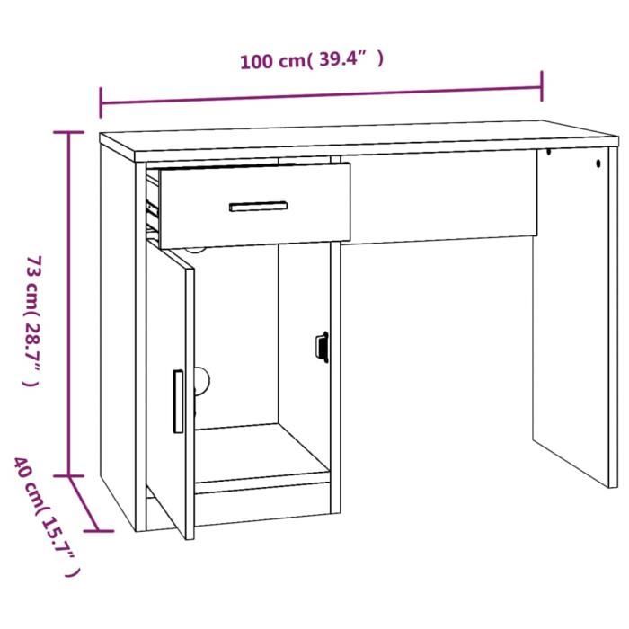 VidaXL Bureau avec tiroir et armoire Blanc brillant 100x40x73 cm 342655