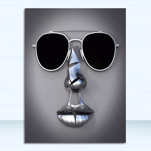 Romantic Abstract Metal Figure Sculpture Canvas Print: Modern Wall Art