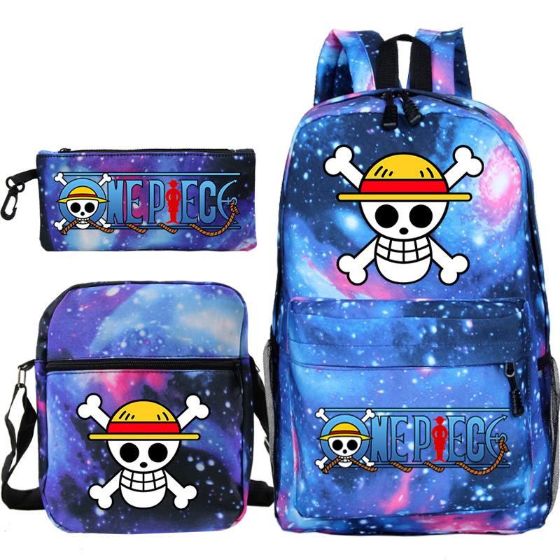 Cartoon Printed Teen Backpack Men's and Women's Student School Bag Three-piece Combination