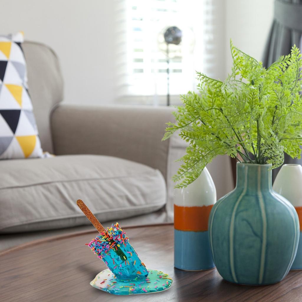 Melting Ice Cream Resin Ornaments Melting Popsicle Sculpture Resin Decoration Craft Art Figure Housewarming Gifts Home Decor