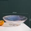 Glass Fruit Plate Tall Feet Transparent Glass Plate Snack Tray Dishes Dessert Bowl Cake Pan Fruit Salad Bowl Decorative Plates