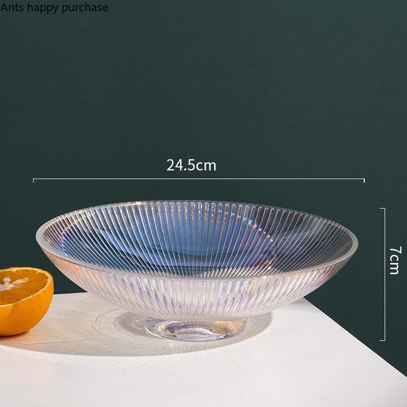Glass Fruit Plate Tall Feet Transparent Glass Plate Snack Tray Dishes Dessert Bowl Cake Pan Fruit Salad Bowl Decorative Plates