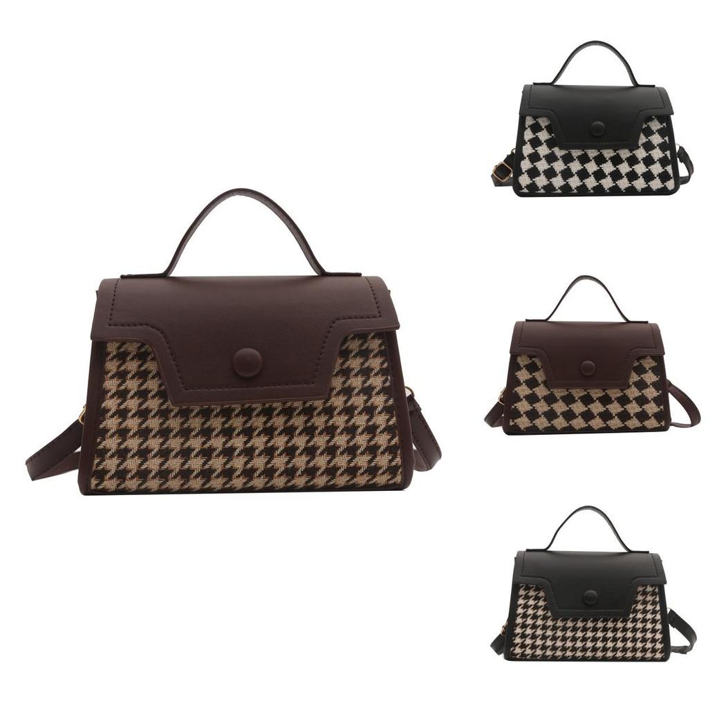 Fashion Plaid Colorblock Retro Crossbody Bag With Unique Material For Casual Daily Use