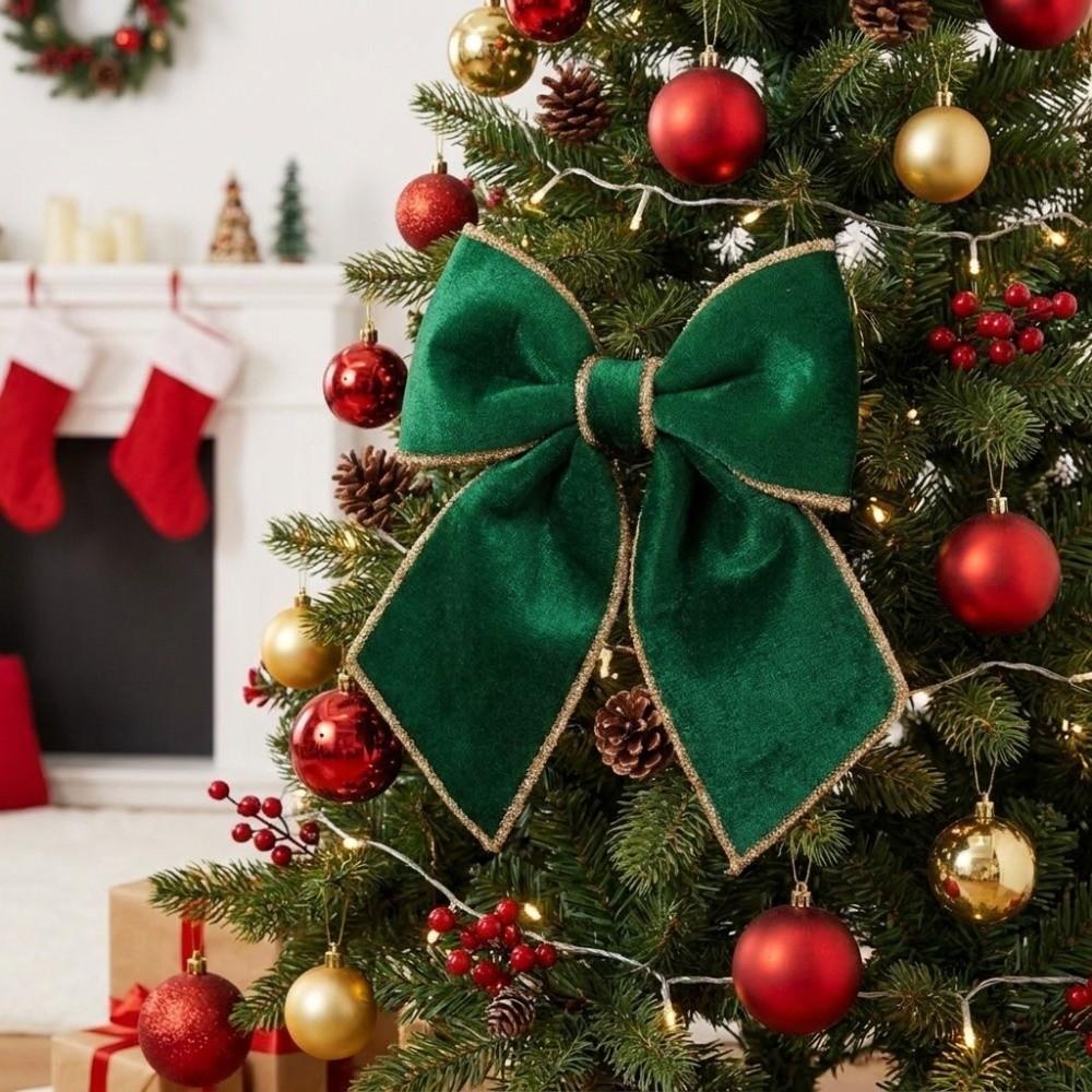 Solid Color Christmas Bow Ornament Velvet Xmas Gift Box Bow Christmas Tree Bows Christmas Decor