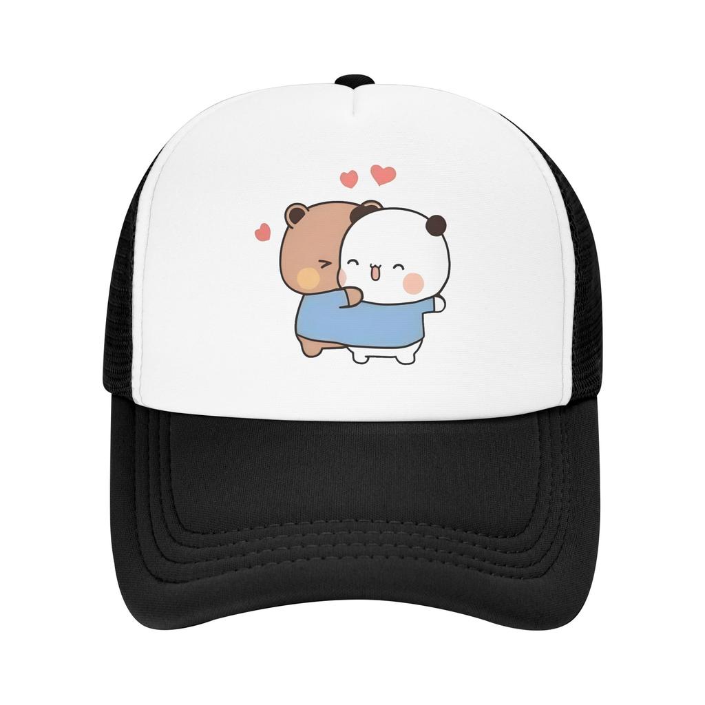 Panda Bear Couple Mesh Baseball Caps Unisex Outdoor Trucker Hat Bubu And Dudu Hat Adjustable Fishing Hat Summer Trucker Hats