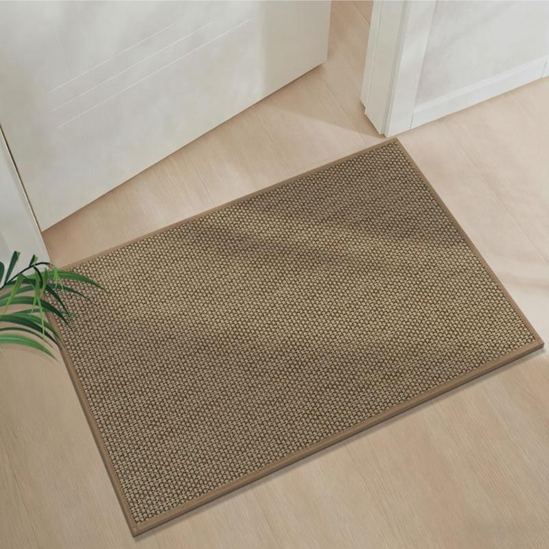 Rubber Backing Door Mat with Faux Linen Like Texture Nonslip Safety Absorbent Floor Mat for Front Door Entryway Entrance