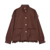 2026 Womens Streetwear Lace Patchwork Stand Collar Cargo Jacket W04 8228