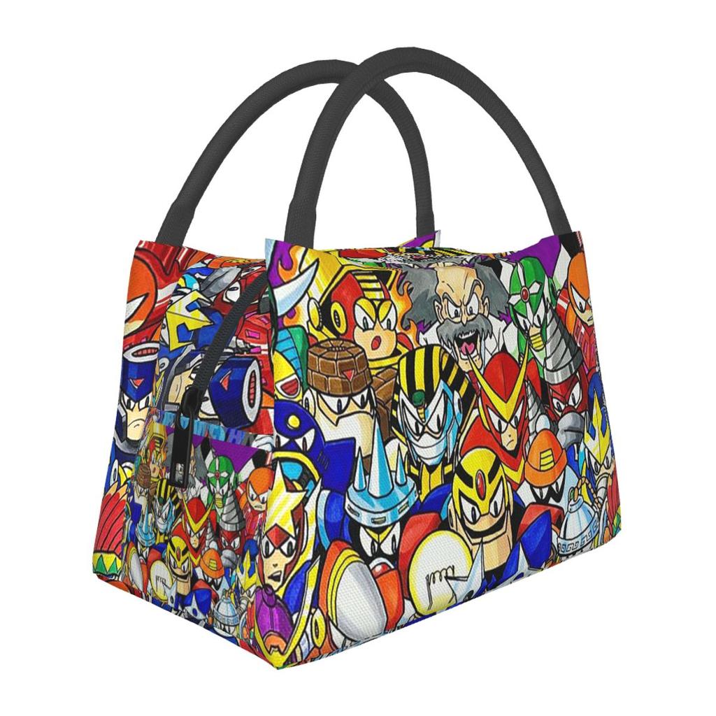 Megaman Video Game Mega Man Insulated Lunch Bag for School Picnic Storage Food Boxes Container Cooler Thermal Lunch Box Tote