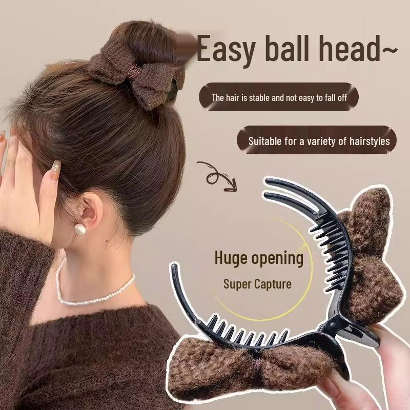 2025 Luxuriöser Plüsch Schleifen Haarknoten Clip für Damen Hochsteckfrisur
