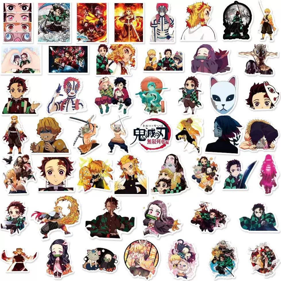 New Demon Slayer Stickers Cartoon Animation DIY Decoration Skateboard Laptop Luggage Motorcycle Phone Sticker Decals Gift Toys N