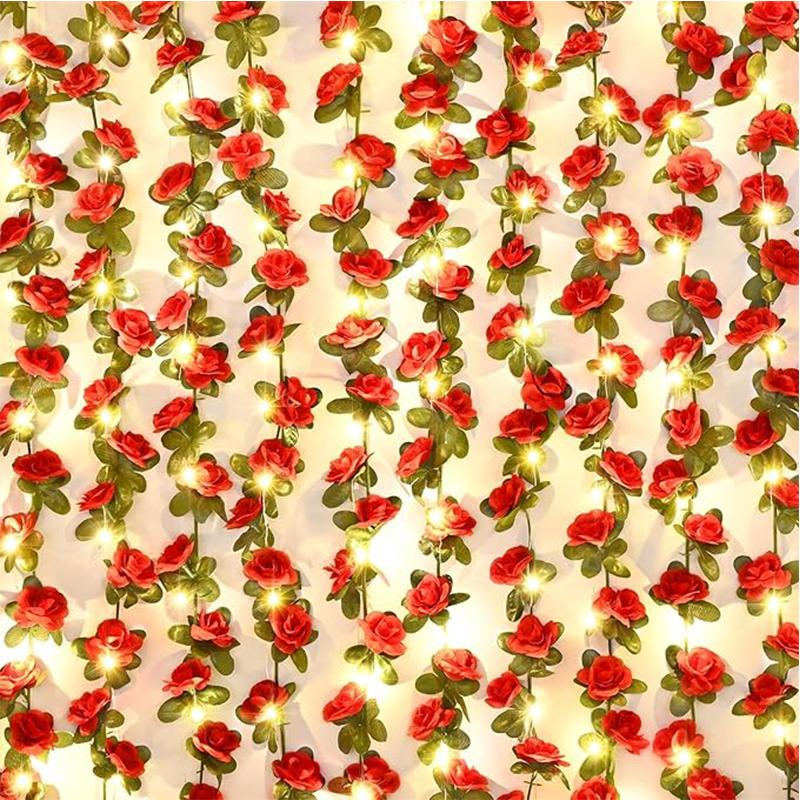 

Розовая искусственная глициния, светодиодная гирлянда, свадебное украшение, садовая арка, подвесное украшение для вечеринки, домашний декор для комнаты, цветочная гирлянда красный