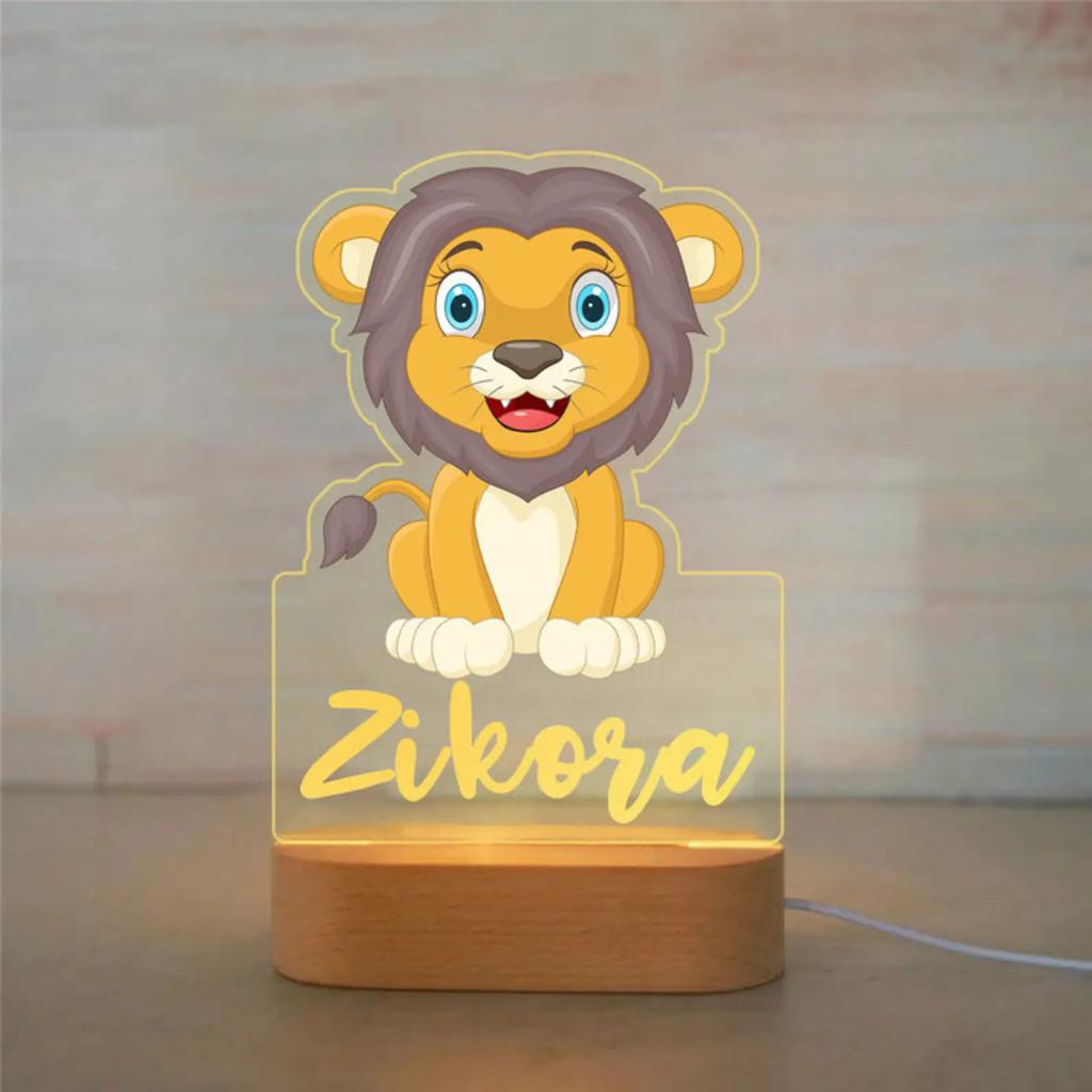 Personalized Animal Night Light - Custom Name Acrylic Lamp for Kids Bedroom Decor Baby Birthday Christmas Gift