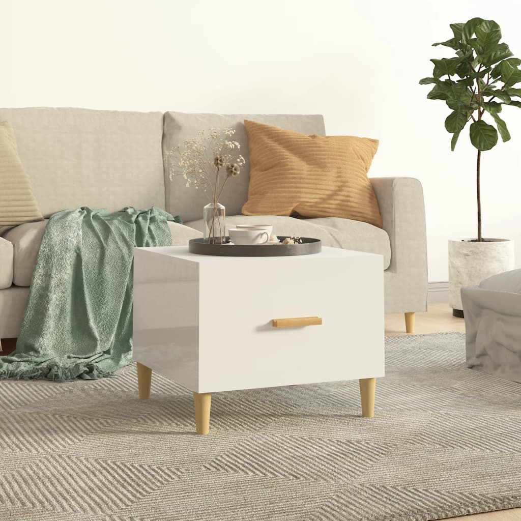 Glossy White Coffee Table 50 x 50 x 40 cm Engineered Wood