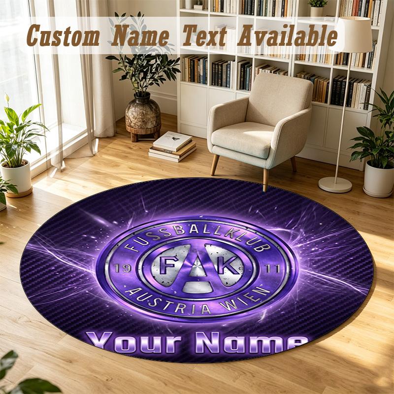 Round Rug Custom NameAustria Wien FC Pattern Non Slip Carpet Home Floor Decor