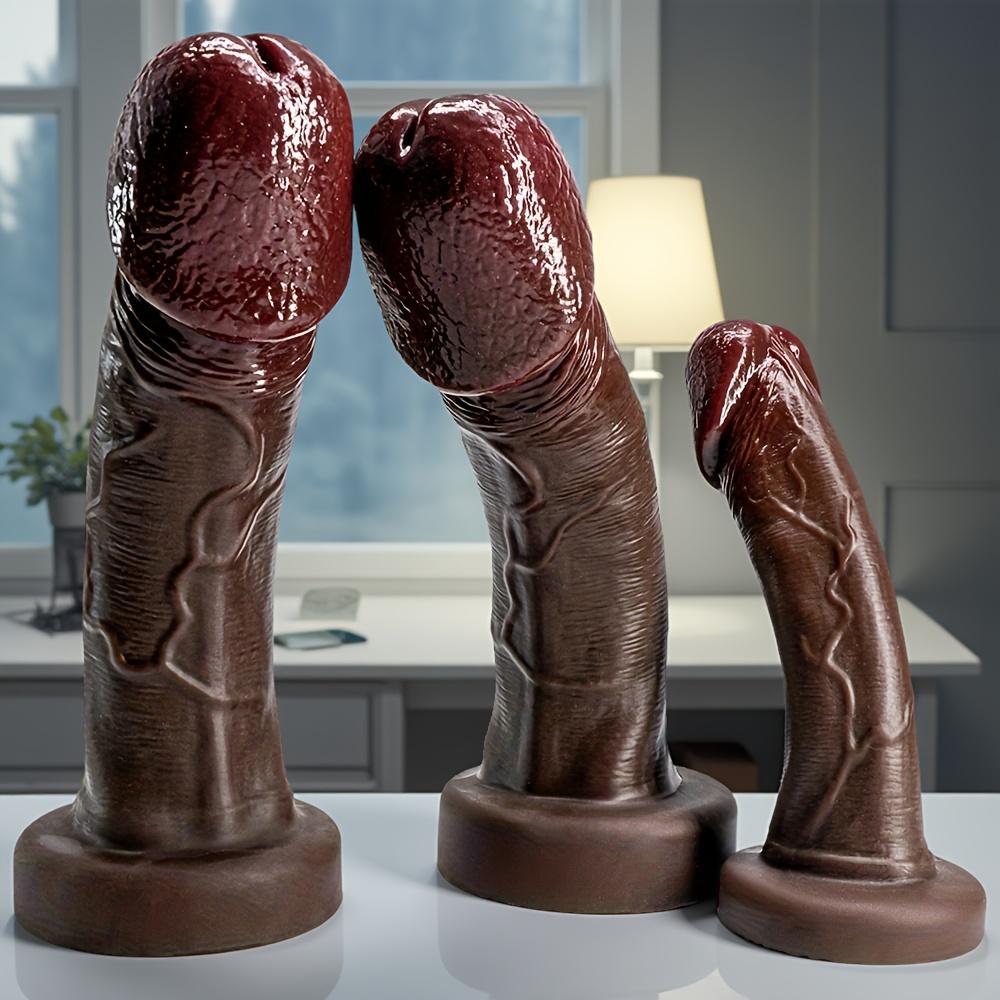 Black Mushroom Head Dildo – Dual-Layer Silicone, Soft & Realistic, Strong Suction Cup, 3 Sizes, Unisex Anal & Vaginal Plug – Adult Sex Toy