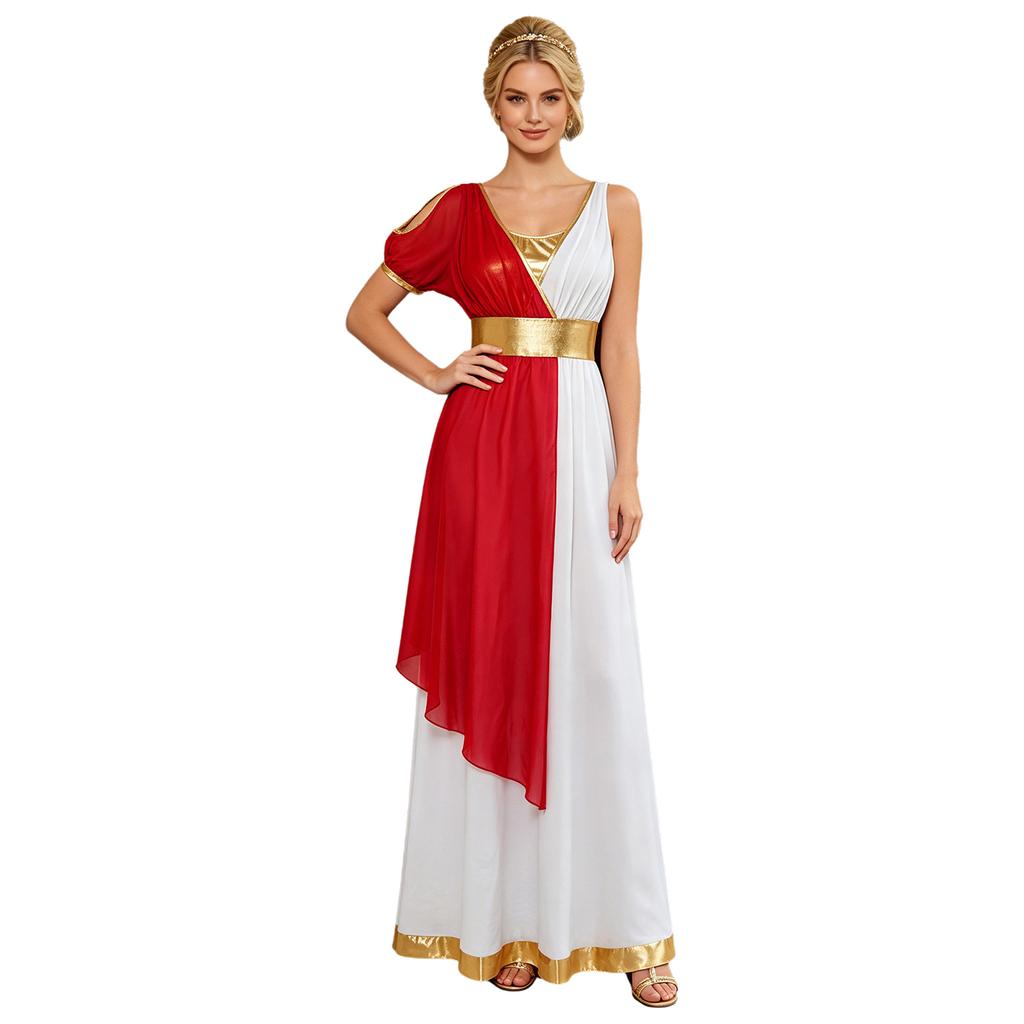 Costum Femei Grecia Antică Halloween Rochie Toga Asimetrică Mânecă Scurtă Umeri Dezgoliți Tunica pentru Petrecere Tematică Rugăciune Adorare