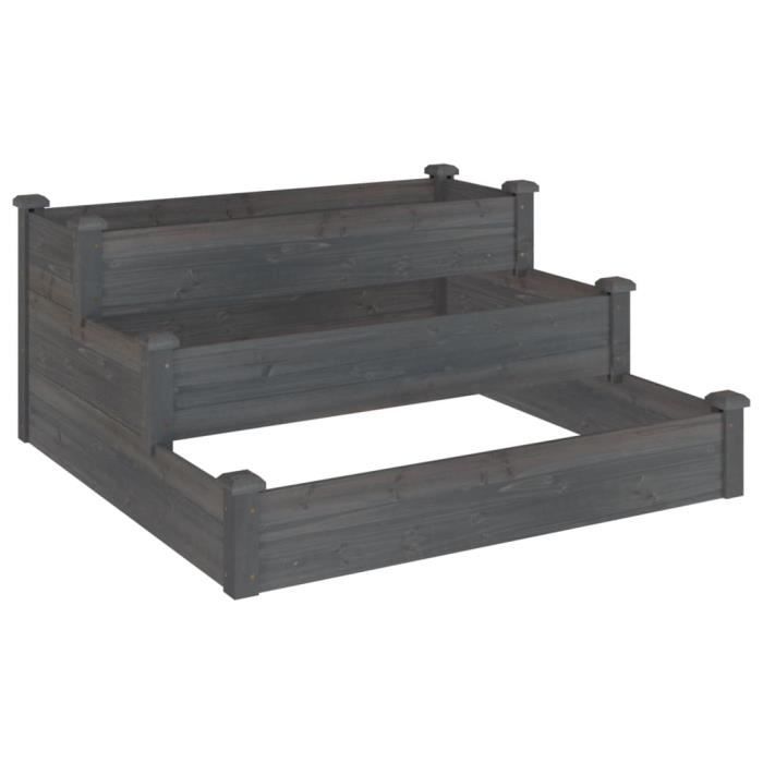 VidaXL Lit surélevé de jardin gris 120x120x56 cm bois massif de sapin 364306