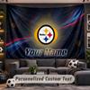 Wall Hanging Tapestry Custom NamePittsburgh Steelers Pattern Personalized Printed Fabric Wall Decor