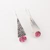 Natural Pink Tourmaline Gemstone 925 Solid Silver Jewelry Handmade Earrings 1.9" EE-165-3