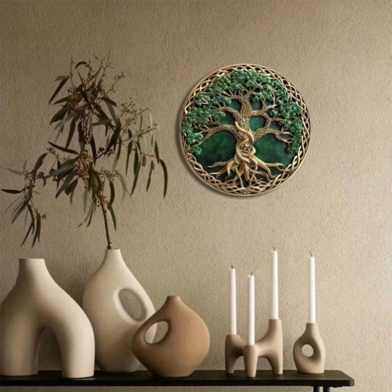 Vintage Tin Sign Wall Art Magic Life Tree Mandala Metal Decor