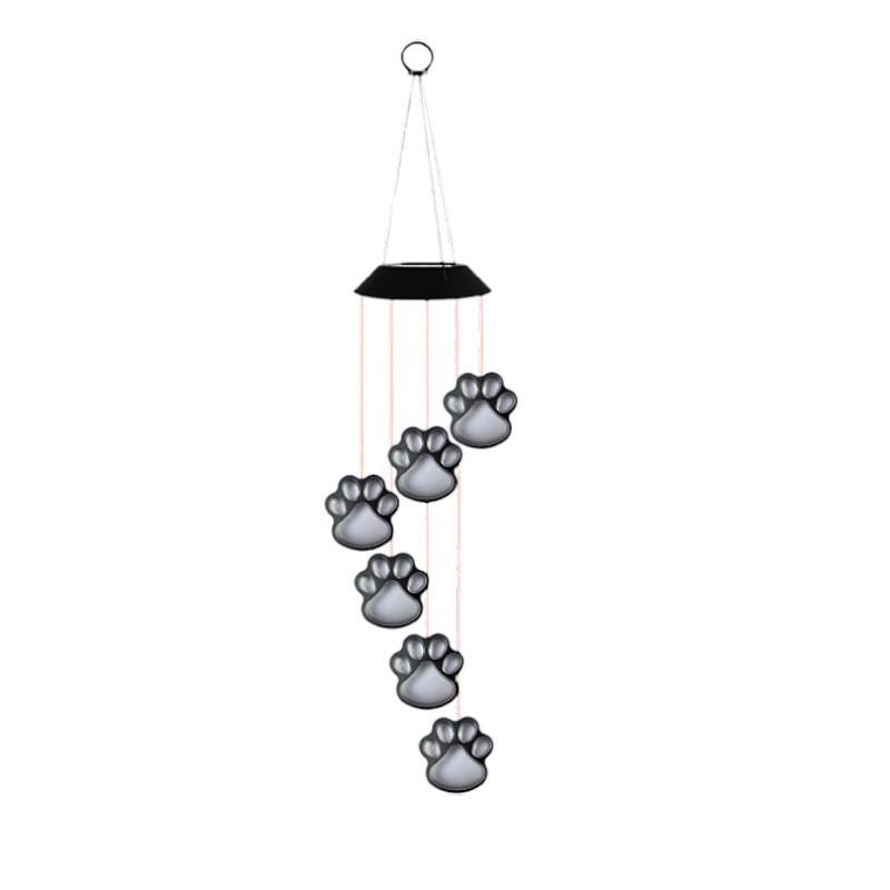 Solar Cat Paw Color Changing Wind Chime Light With Led For Garden Outdoor Decor