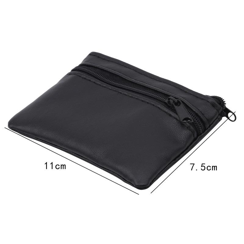 Men'S Coin Purse Pu Leather Single Zipper Multi-Function Mobile Phone Coin Purse Fashion Men'S Mini Wallet Black
