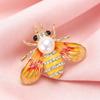 Fashion Enamel Honey Bee Brooch Shiny Rhinestone Faux Pearl Durable Alloy Pin for Coat Dress Scarf Gift for Girls