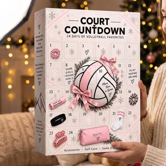 Roztomilé sportovní vychytávky pro hráče Dívka volejbalu Adventní kalendář, 24denní odpočítávací krabička s doplňky Tematický dárek s gumičkami do vlasů Přívěsky Ponožky, Šperky A