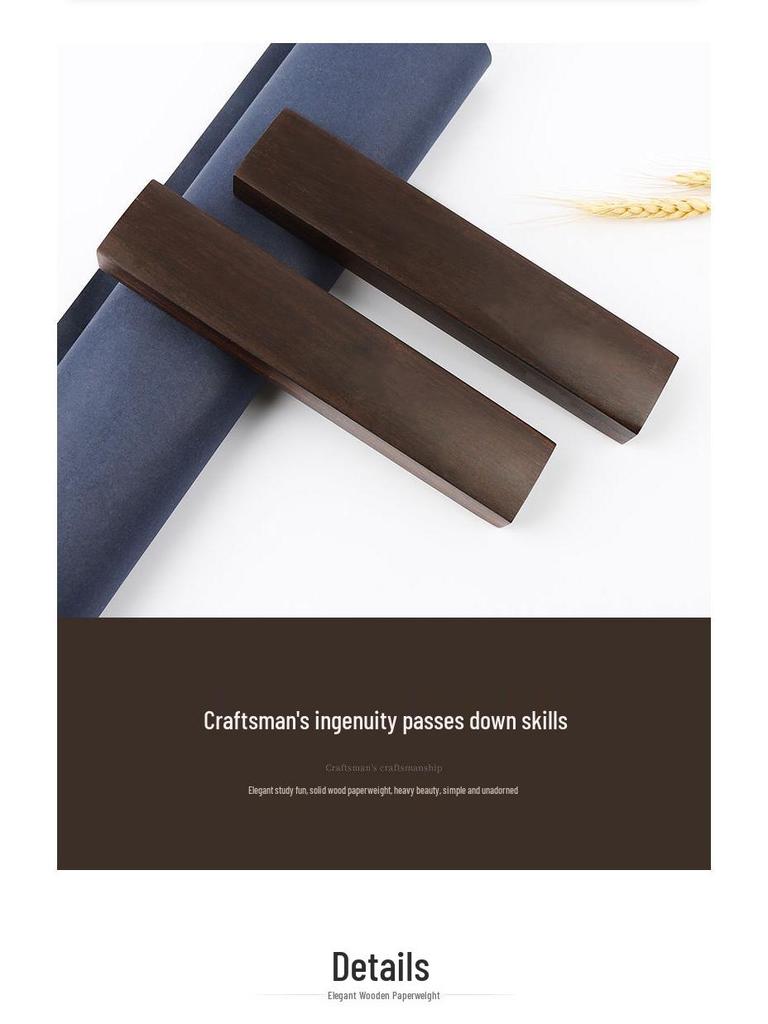 Black Catalpa Wood Ruler and Paperweight for Calligraphy and Book Pressing