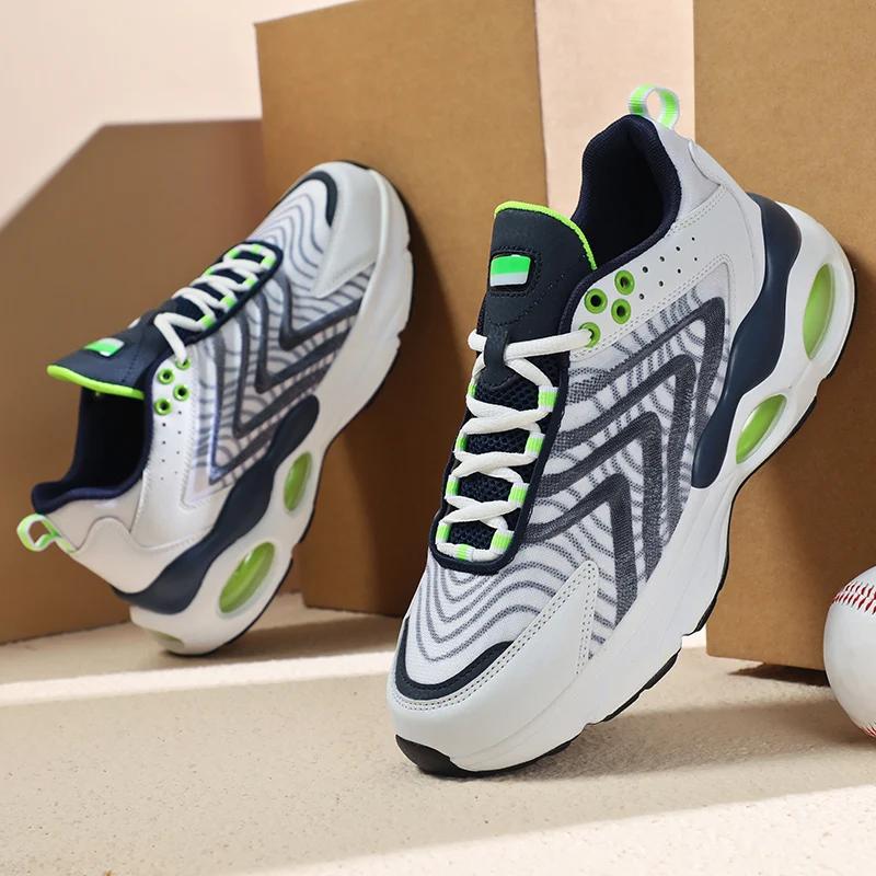 

Массивные кроссовки размера плюс 45 для мужчин на воздушной подушке, кроссовки для бега, модные повседневные кожаные сетчатые дышащие туфли на платформе с увеличенной высотой 46
