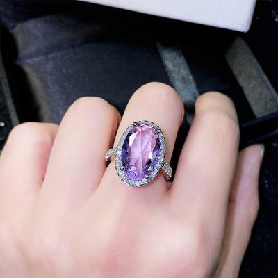 Huitan Gorgeous Big Oval Purple Cubic Zirconia Rings for Women Wedding Ceremony Party Bridal Accessories Statement Jewelry Newly