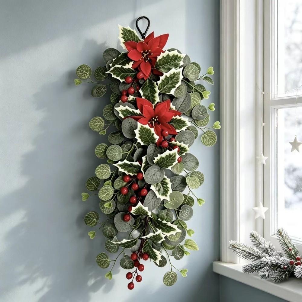 Faux Flower Artificial Eucalyptus Leaves Wall-Mounted Hanging Ornament Christmas Festive