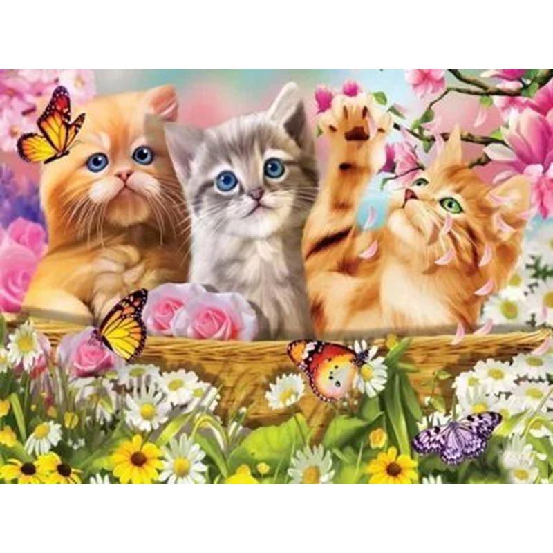 Flower DIY 5D Diamond Painting Full Round Drill Cat Diamond Embroidery Animal Cross Stitch Mosaic Rhinestones Art Handwork Gift