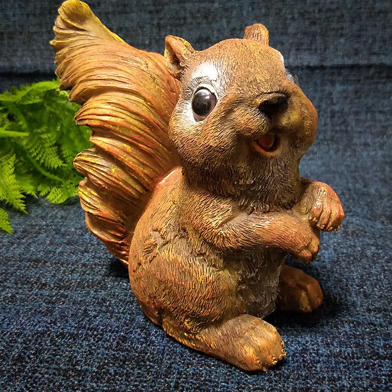 Simulation Squirrel Resin Crafts Ornaments Cute Animal Gardening Potted Ornaments