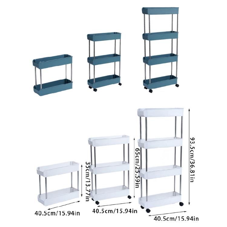 Functional Shelf Wheeled Trolley Space Saving Mobile Utility Cart Storage Holder for Kitchen Storage