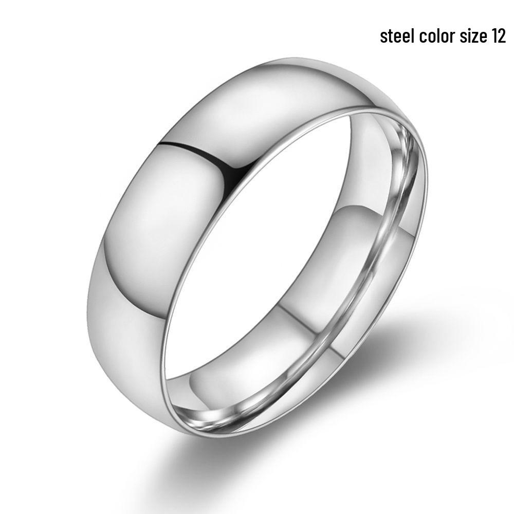 Korean Style Titanium Steel Couple Rings: Gold Polished Simple King or Pinky Ring for Men and Women
