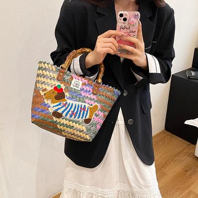 Lazy Wind Handmade Vegetable Basket, Hand-woven Bag, Women's Seaside Beach Vacation 2025 New Light Luxury Style Large Capacity