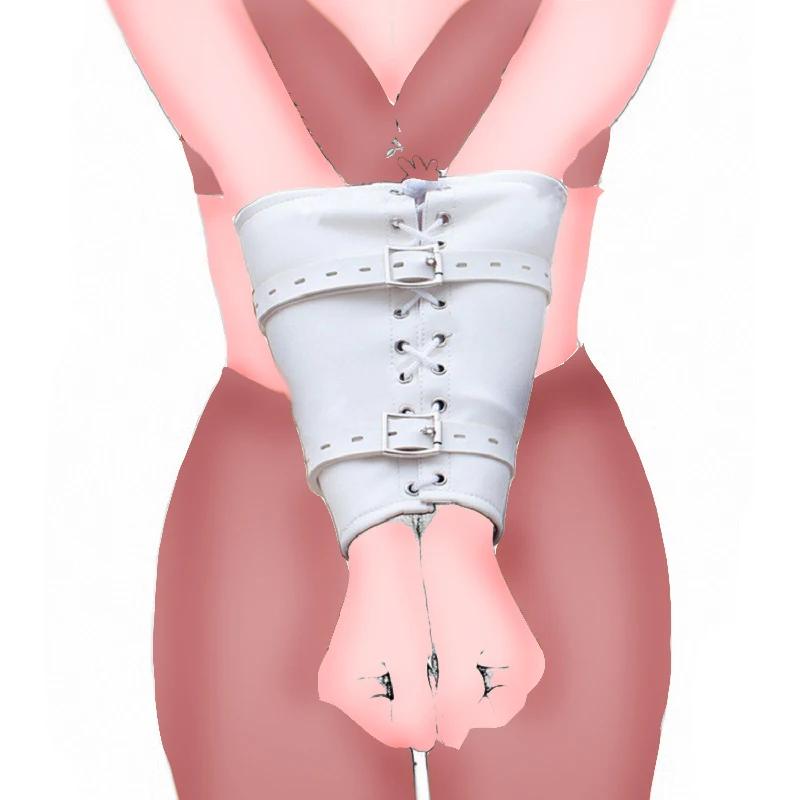 BDSM Restrizione Regolabile Pelle Schiena Bondage Armbinder Polsini da Polso Manette Guanti Singoli Fascia per Braccia Gioco per Adulti Sex Toy