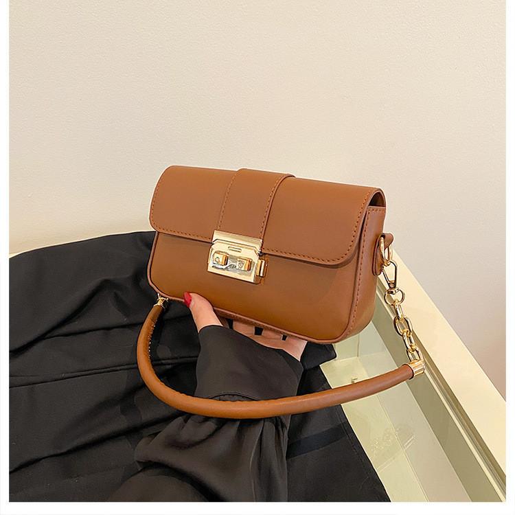 Trendy Small Crossbody Bag For Women Stylish Chain Shoulder Handbag In Black White Coffee Brown Colors
