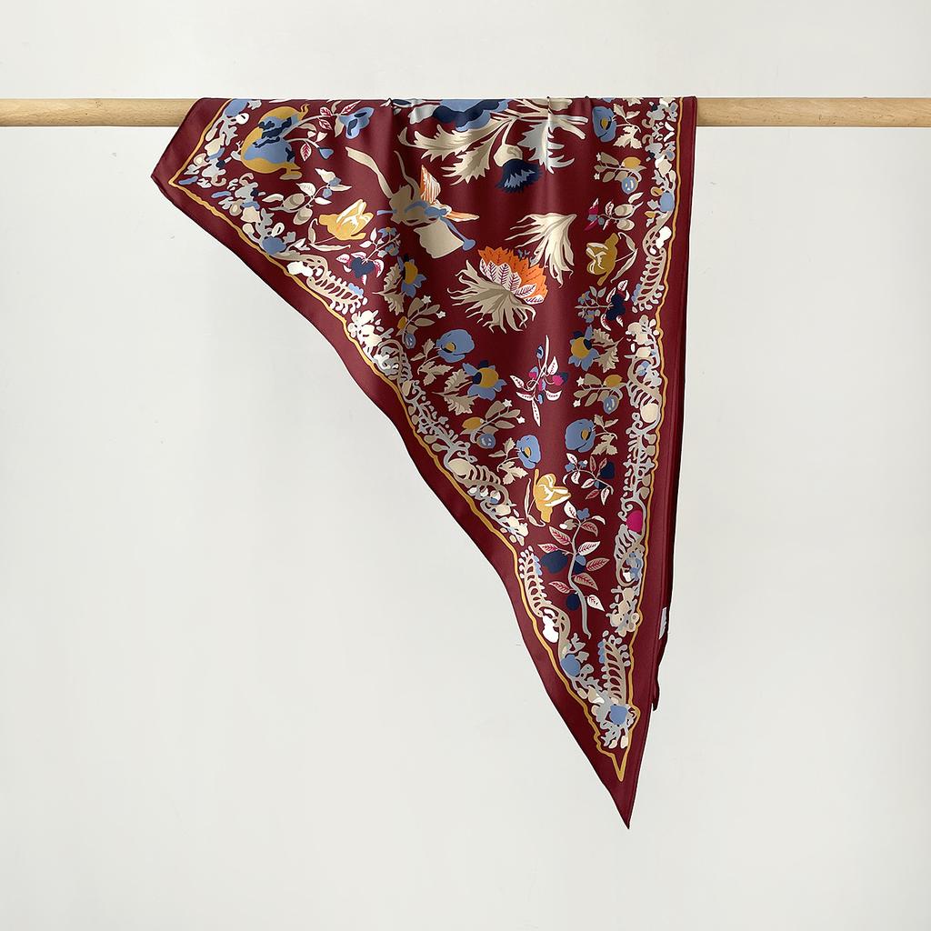 Twill Light Luxury High Sense Simulation Silk Headscarf Waist Triangle Scarf Silk Scarf Multi-Function