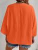 Spring/Autumn 2025 Women's V-neck Ice Silk Wrinkled Cardigan, Solid Color, Three-Quarter Sleeve, Loose Fit