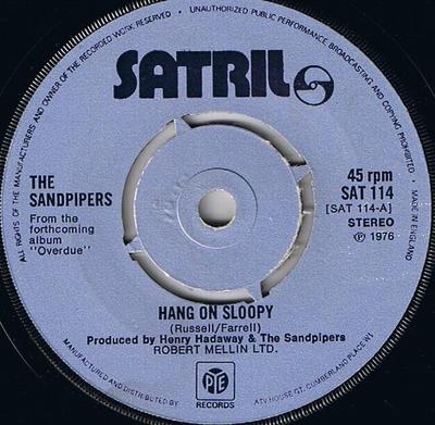 7-Zoll Schallplatte SANDPIPERS - Hang On Sloopy SAT114 Satril 1976 UK Rock Gebraucht