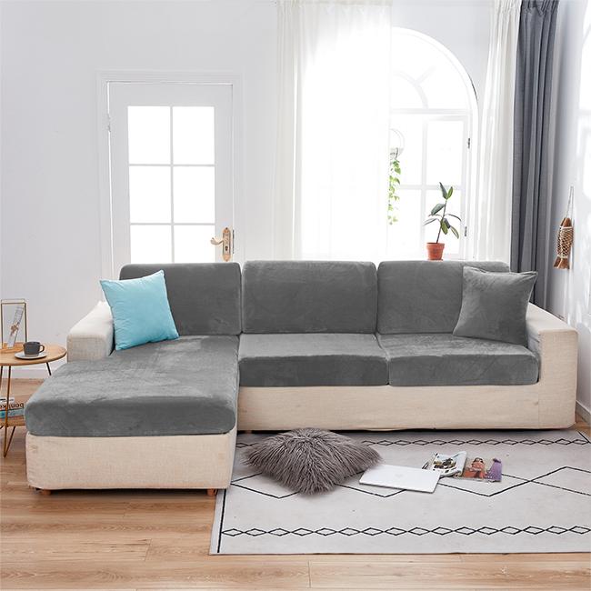 Sofa Seat Cover, Velvet, Dark Grey 150-190Cm