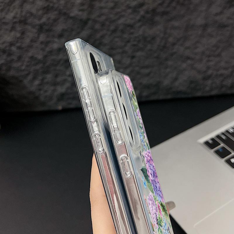 Motif Floral Plume Pailleté Étui de Téléphone Slim Pour Samsung S25 Ultra S24 FE S23 A56 A36 A16 A55 TPU Antichoc Bord Souple Paillettes Coque Arrière Rigide en PC